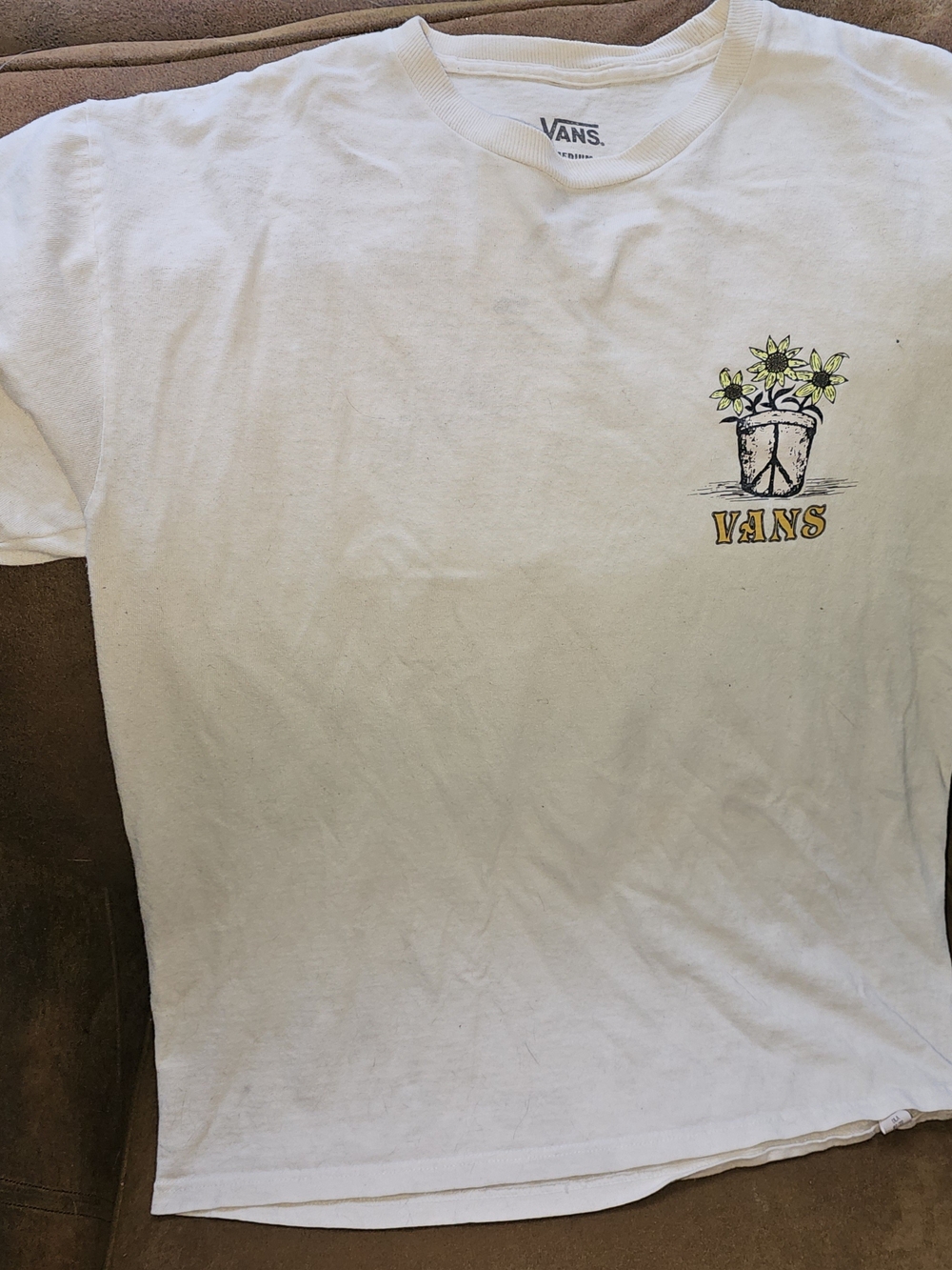 Vans White Graphic Tee with Yellow Detail